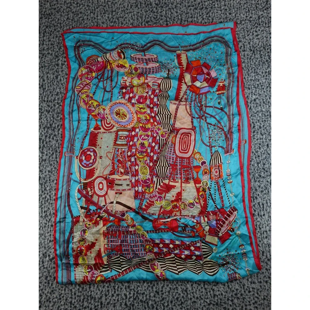 Unbranded Scarf Women 35x25‎ Turquoise Good Abstract Mechanical Print Art Decor